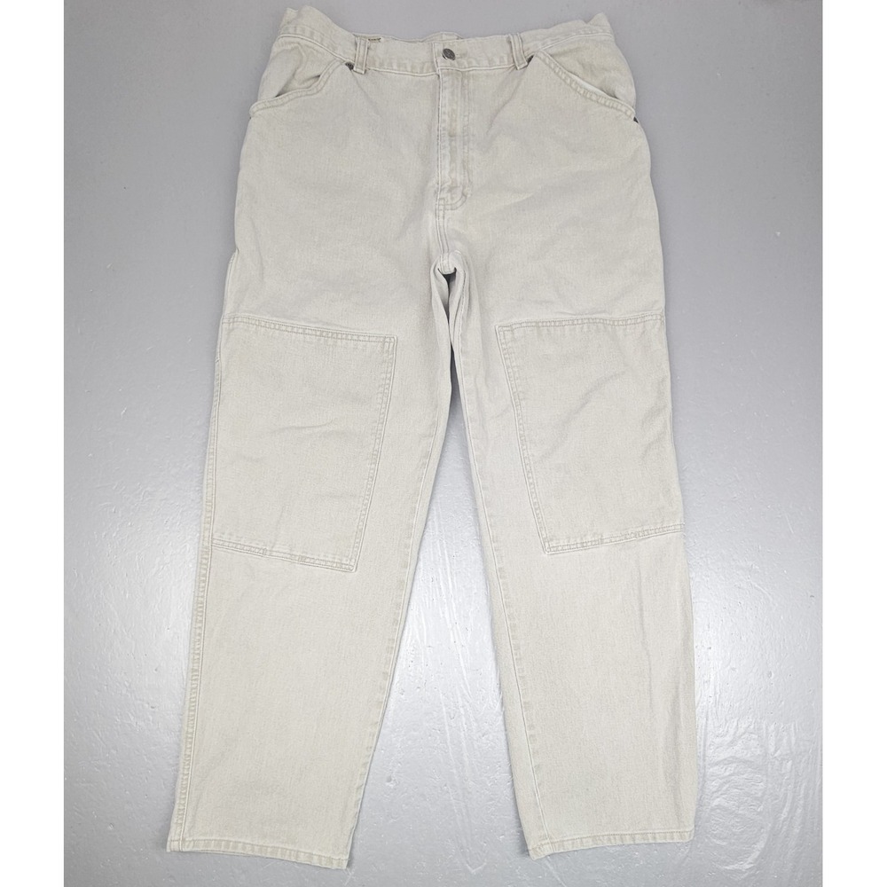 VINTAGE Structure Jeans Mens 36x32 Tan Double Knee Straight Leg‎ Denim